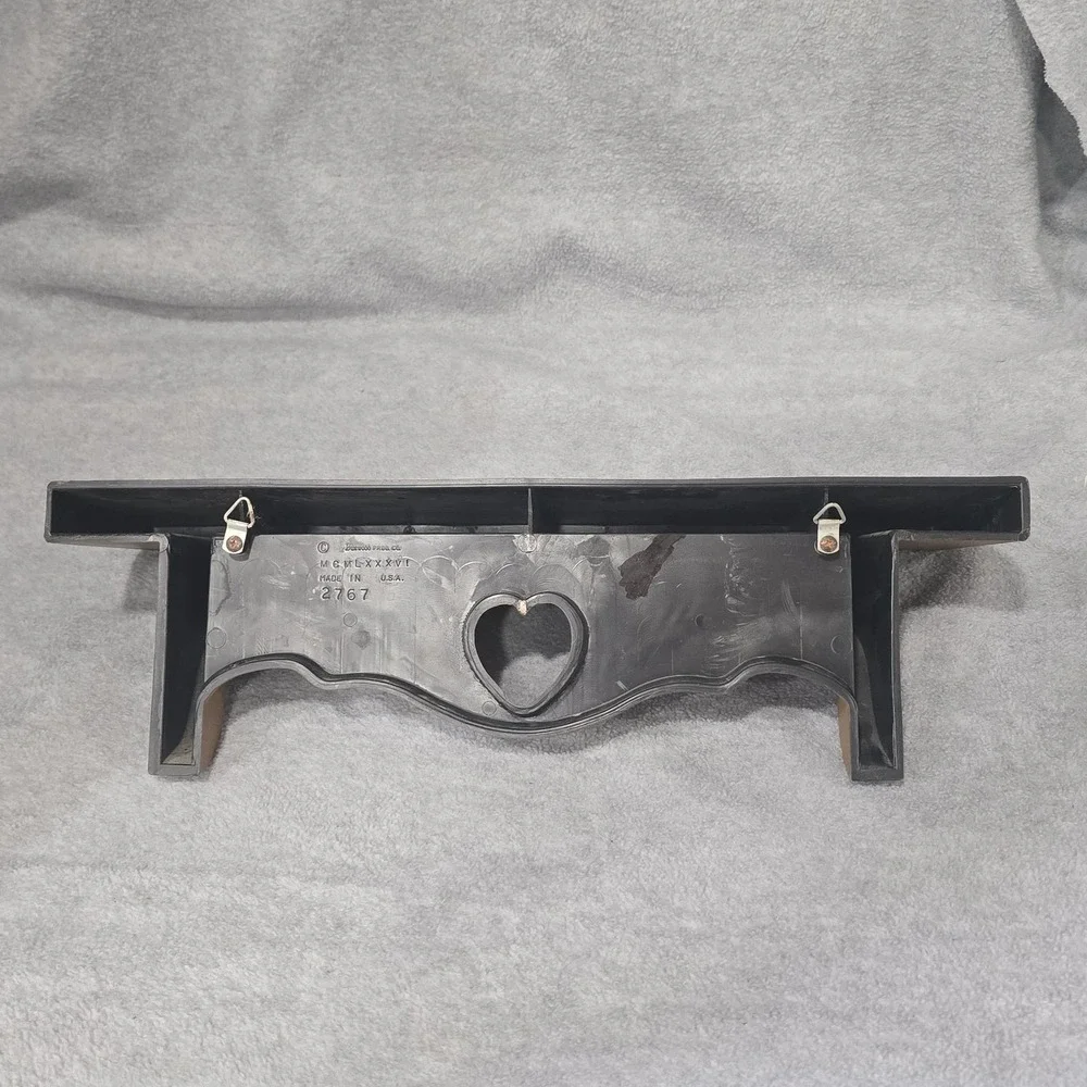 Vintage Burwood Heart Wall Shelf Brown Plastic Country Romantic 1986 Decor